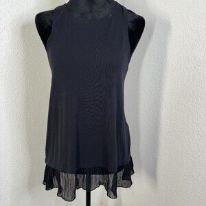 Hollister Womens Black High-Low Tank Top With Sheer Chiffon Hem Sleeveless Size‎